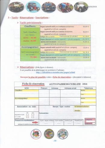 Bulletin d inscription auto passion le samedi 04 et dimanche 05 juin 2016