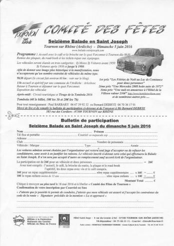 Bulletin d inscription balade st joseph dimanche 05 juin 2016